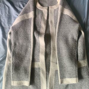 Gray and Cream Women's Sweater